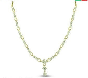 Double Flower Dangle Light Weight Diamond Necklace