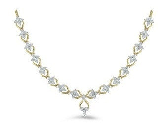 Four Petal Floral Light Weight Diamond Necklace