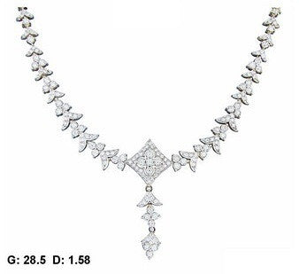 Perfect Square Dangle Light Weight Diamond Necklace