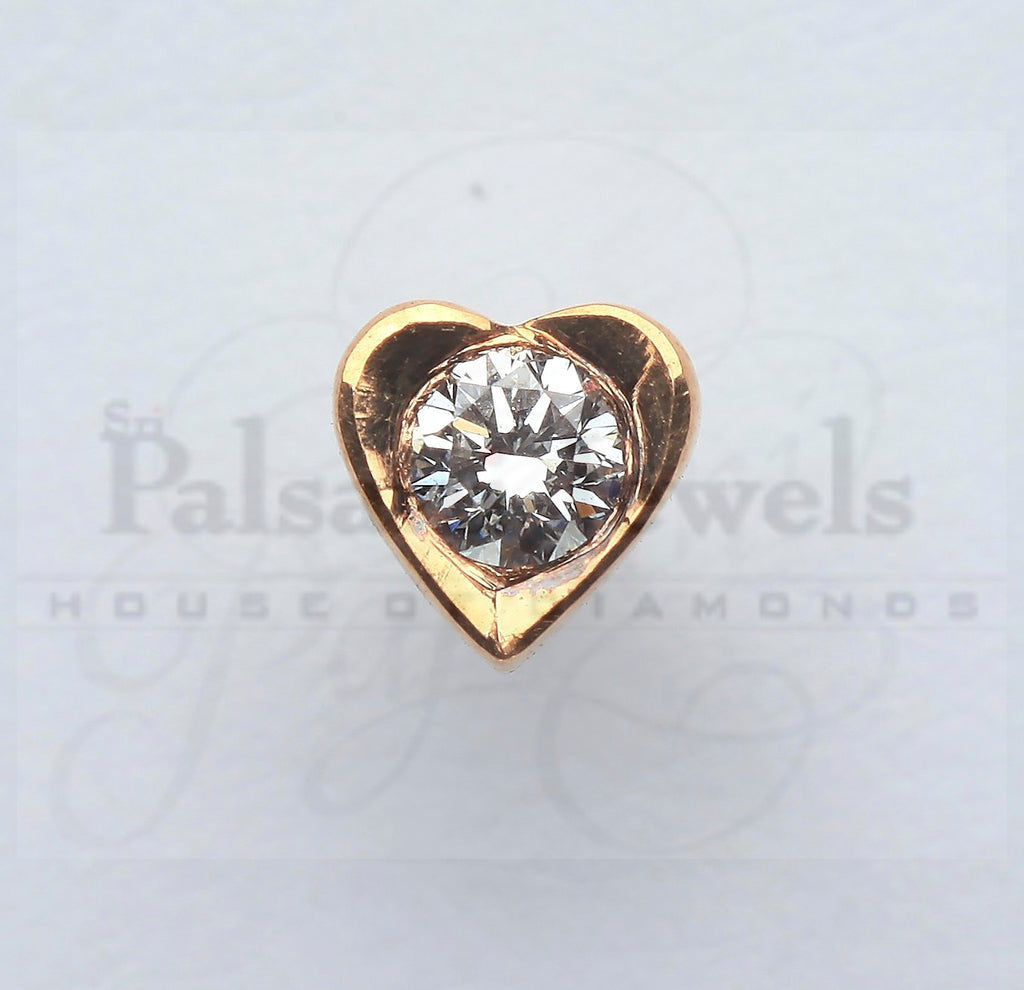 Single Stone Heart Diamond Nose Pin