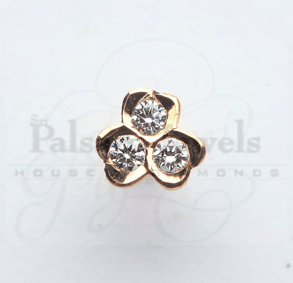 Three Stone Floral Diamond Nose Pin