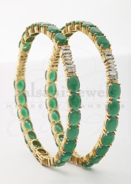 Emerald Circular Diamond Bangles