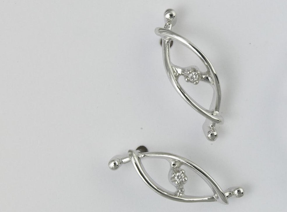 Fish Shaped Diamond Earrings