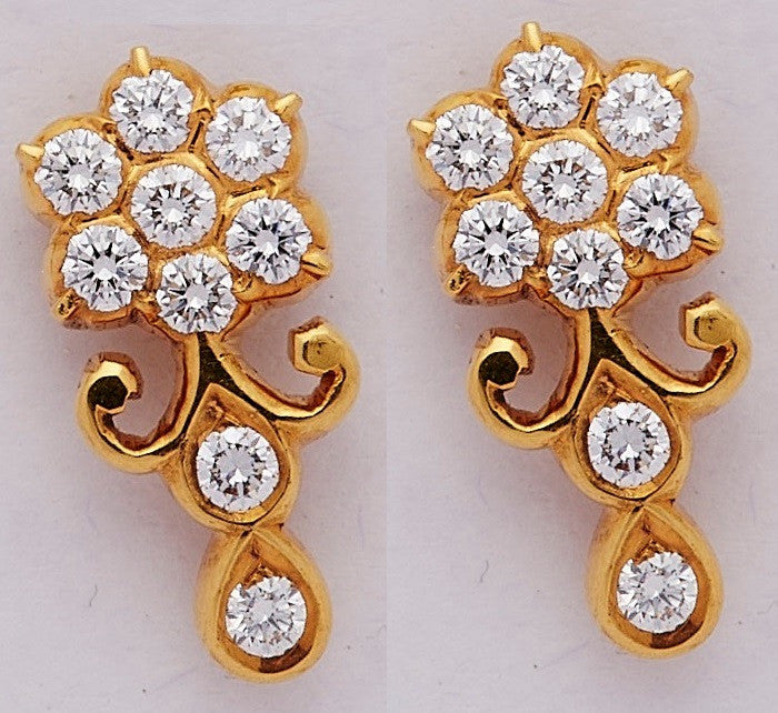 Floral Seven Stone Diamond Stud Earrings