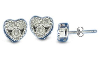 White Heart Light Weight Diamond Earrings