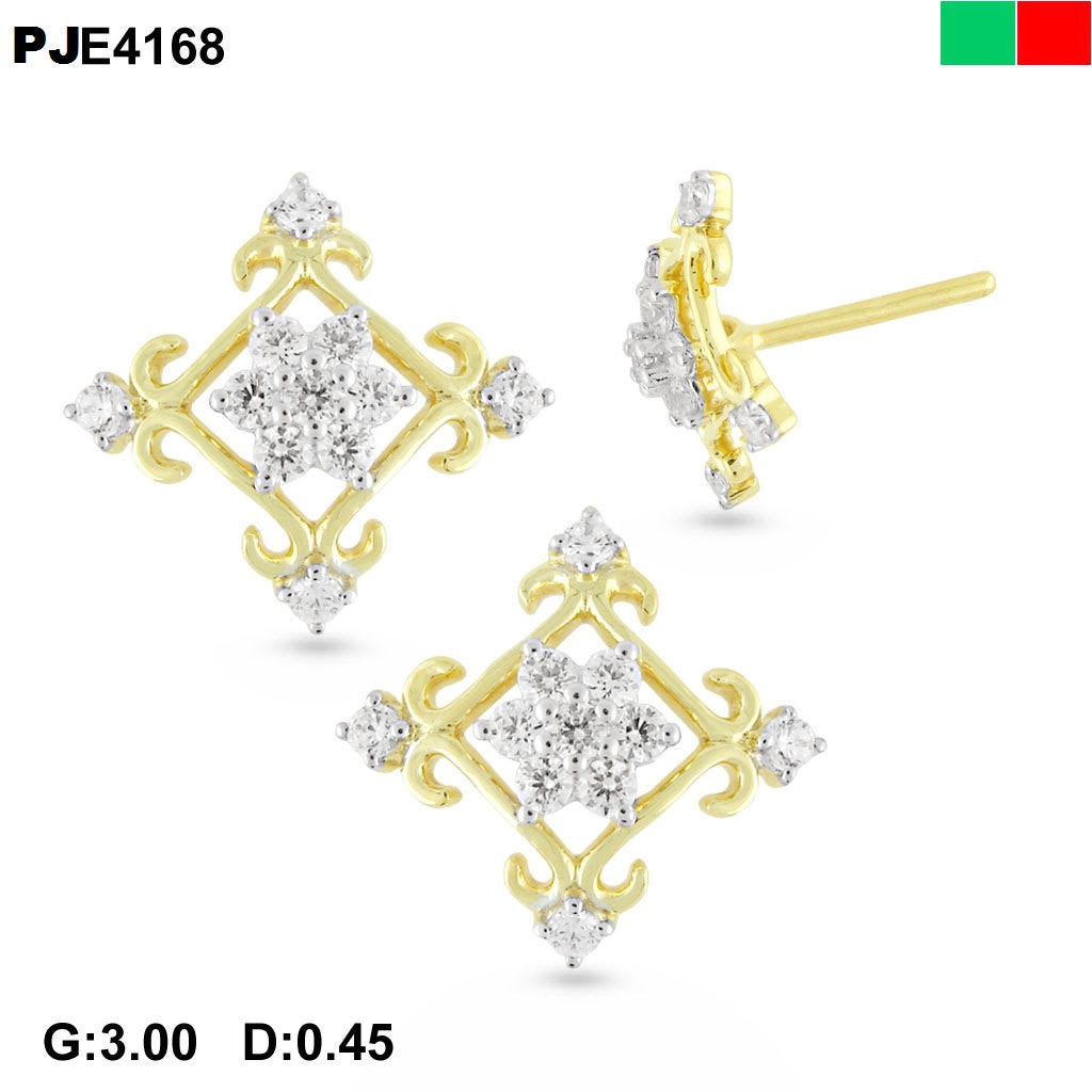 Knitted Square Light Weight Diamond Earring