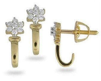 Floral Hook Light Weight Diamond Earrings