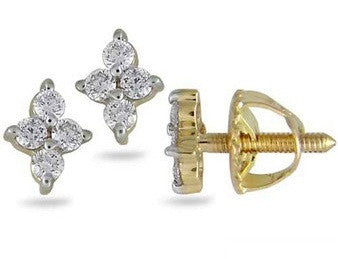 Four Stone Petal Light Weight Diamond Earrings