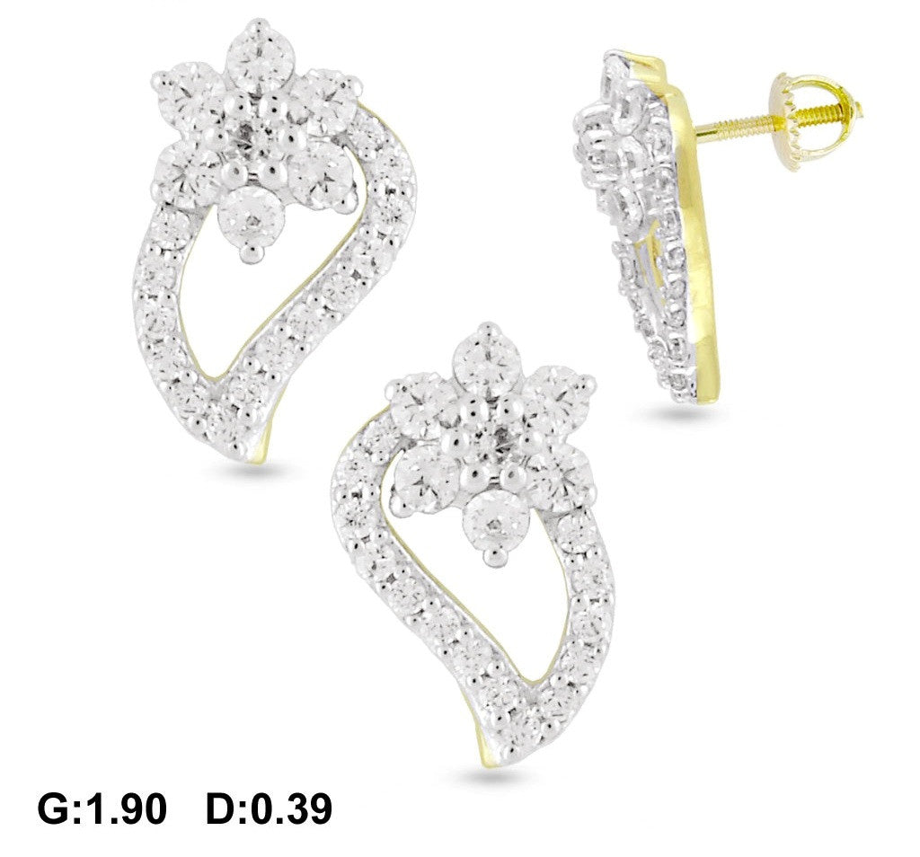 White Leaf Light Weight Diamond Earrings