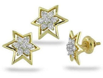 Floral Star Light Weight Diamond Earrings