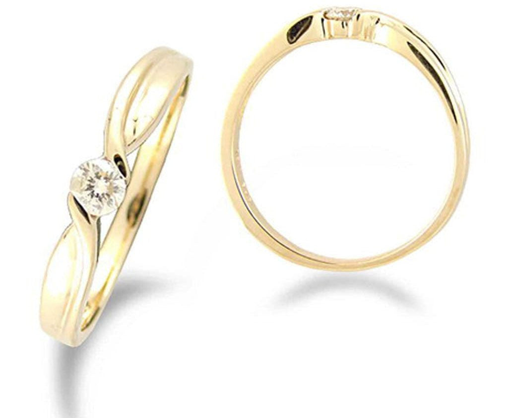 Natural Citrine and Diamond Promise Ring in 14k Gold